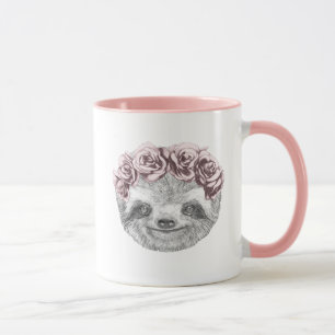 Porträtt av den blom- Head kranen för Sloth Mugg