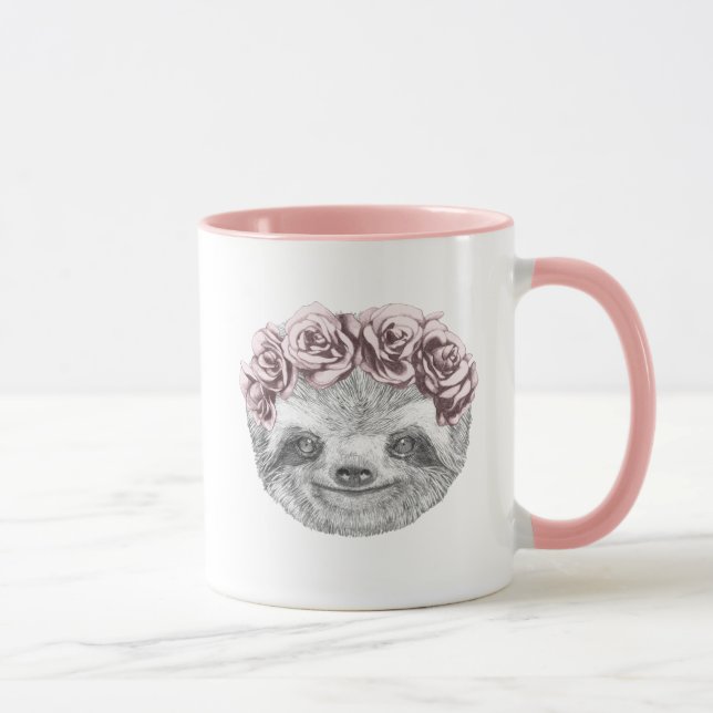 Porträtt av den blom- Head kranen för Sloth | Mugg (Höger)