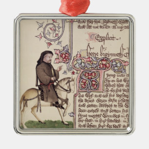 Porträtt av den Geoffrey Chaucer telefaxen från Julgransprydnad Metall