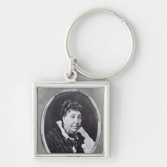 Porträtt av den George sanden Fyrkantig Silverfärgad Nyckelring (Framsidan)