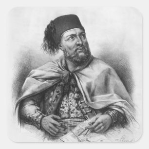 Porträtt av den Ibrahim pashaen, 1840 Fyrkantigt Klistermärke