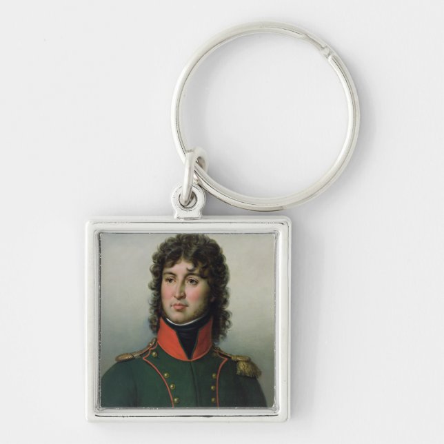 Porträtt av den Joachim Murat kungen av Naples Fyrkantig Silverfärgad Nyckelring (Framsidan)