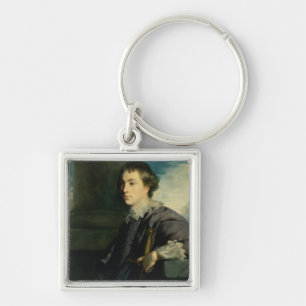 Porträtt av den John Charles spenceren, Lord Fyrkantig Silverfärgad Nyckelring