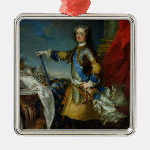 Porträtt av den Louis XV kungen av frankriken, Julgransprydnad Metall