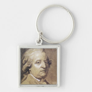 Porträtt av den Louis XVI kungen av frankriken Fyrkantig Silverfärgad Nyckelring