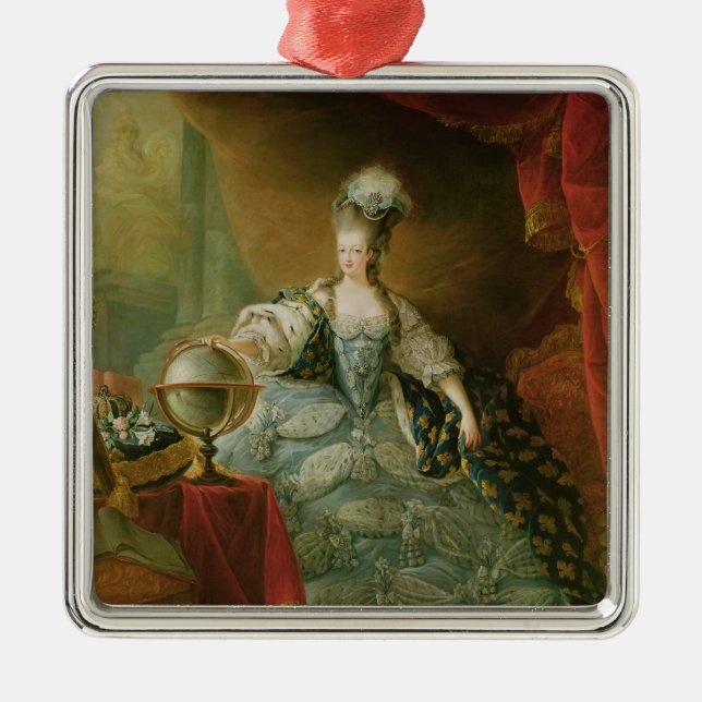 Porträtt av den Marie Antoinette drottningen av Julgransprydnad Metall (Framsidan)