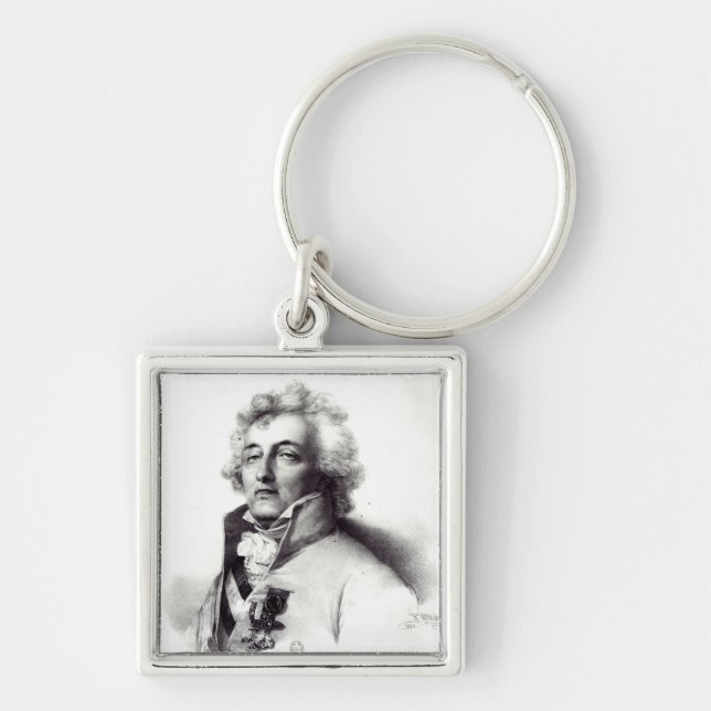 Porträtt av den marskalkCharles-Joseph princen Fyrkantig Silverfärgad Nyckelring (Framsidan)