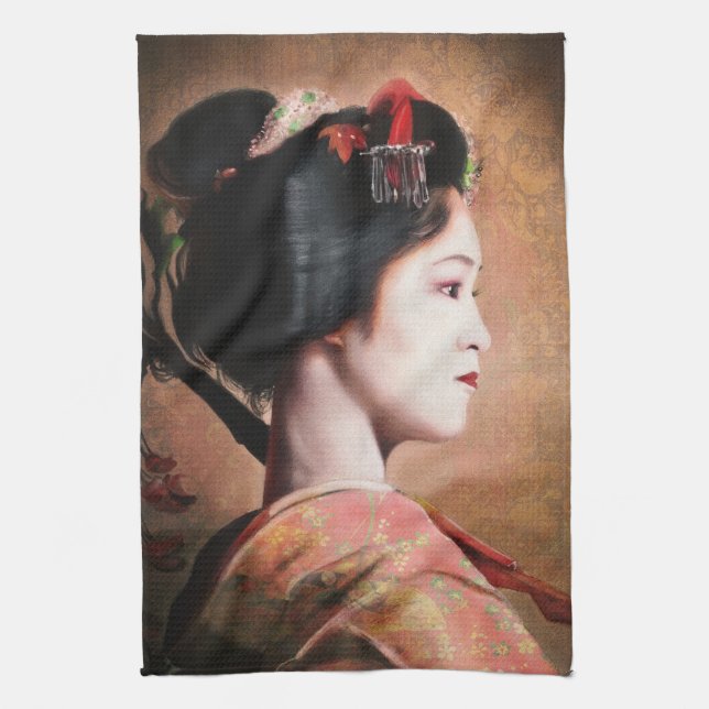 Porträtt av den orientaliska japanska kökshandduk (Vertikal)