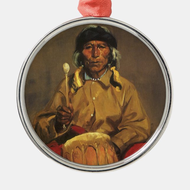 Porträtt av Dieguito Roybal av Robert Henri Julgransprydnad Metall (Framsidan)