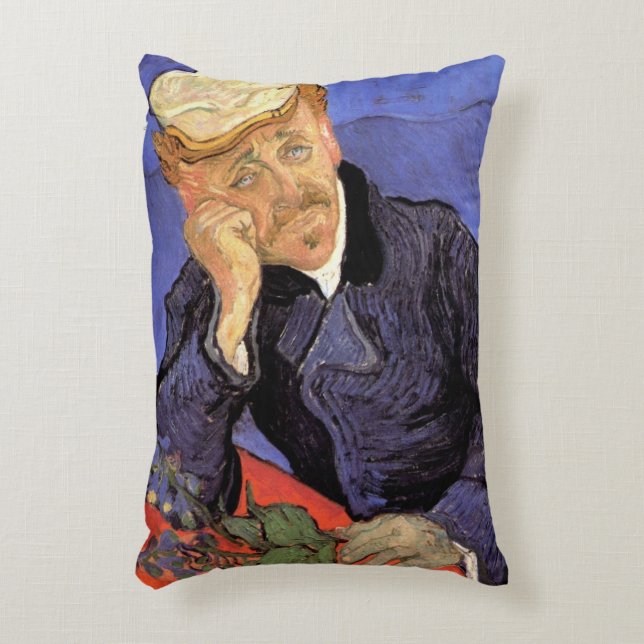 Porträtt av doktor Gachet av Vincent van Gogh Prydnadskudde (Framsidan(Vertikal))