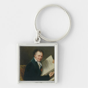 Porträtt av Dominique Vivant Baron Denon, 1808 Fyrkantig Silverfärgad Nyckelring