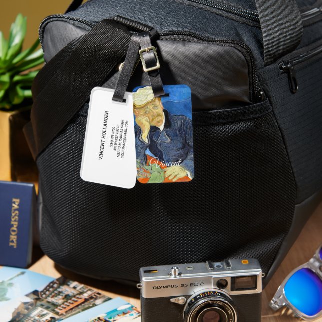 Porträtt av dr Gachet av Vincent Van Gogh Bagagebricka (Fram & Baksida)