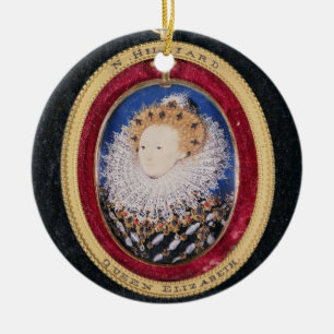 Porträtt av drottningen Elizabeth jag (w/c på Julgransprydnad Keramik