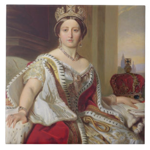 Porträtt av drottningen Victoria (1819-1901) 1859 Kakelplatta