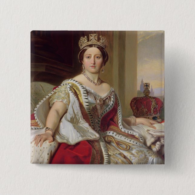 Porträtt av drottningen Victoria (1819-1901) 1859 Knapp (Framsida)