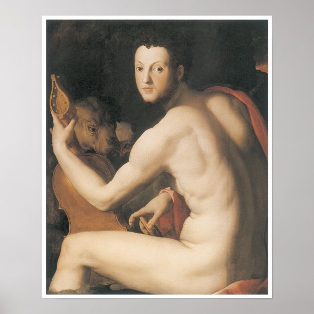 Porträtt av Duke Cosimo I de"medici as Orpheus Poster (Framsidan)