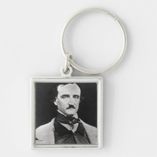 Porträtt av Edgar Allan Poe Fyrkantig Silverfärgad Nyckelring