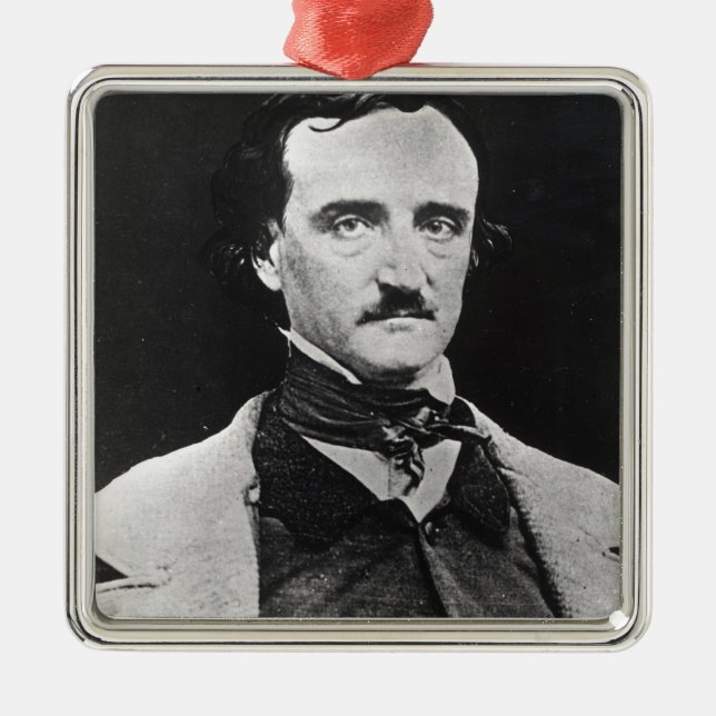 Porträtt av Edgar Allan Poe Julgransprydnad Metall (Framsidan)
