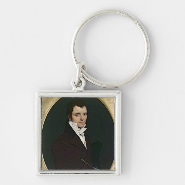 Porträtt av Edme Bochet, 1811 Fyrkantig Silverfärgad Nyckelring (Framsidan)