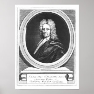 Porträtt av Edmond Halley Poster