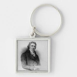 Porträtt av Edward Jenner Fyrkantig Silverfärgad Nyckelring