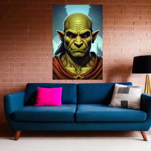 Porträtt av Elf orc-hybridhandjur   AI Art Poster
