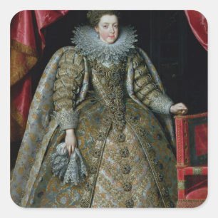 Porträtt av Elisabet av frankriken 1615 Fyrkantigt Klistermärke