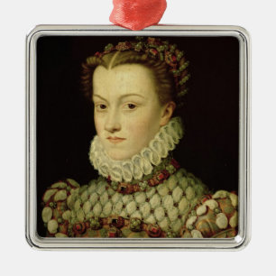 Porträtt av Elizabeth av Österrike (1554-92) Julgransprydnad Metall