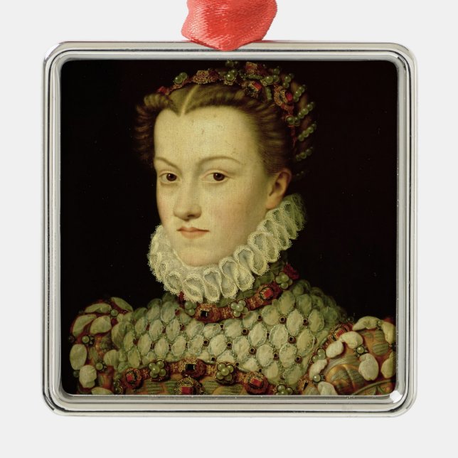 Porträtt av Elizabeth av Österrike (1554-92) Julgransprydnad Metall (Framsidan)