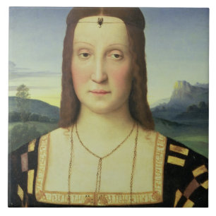 Porträtt av Elizabeth Gonzaga, c.1504 (olja förs Kakelplatta