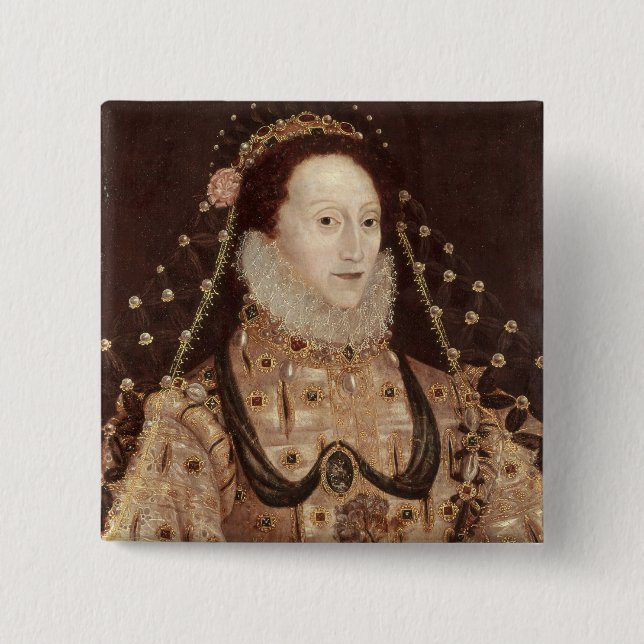 Porträtt av Elizabeth mig c.1575-80 Knapp (Framsida)