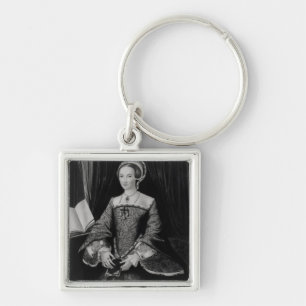 Porträtt av Elizabeth mig när Princess c.1546 Fyrkantig Silverfärgad Nyckelring