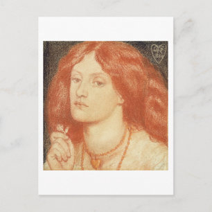 Porträtt av Elizabeth Siddal (1834-62), 1860 (röd Vykort