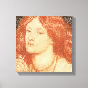 Porträtt av Elizabeth Siddal (1834-62), röd 1860 Canvastryck