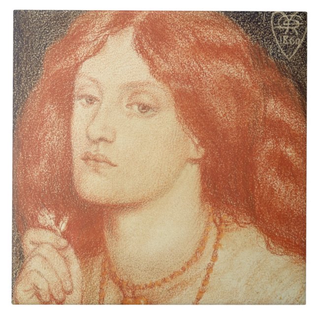 Porträtt av Elizabeth Siddal (1834-62), röd 1860 ( Kakelplatta (Framsidan)