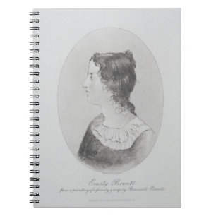 Porträtt av Emily Bronte (1818-48) som inristas a Anteckningsbok