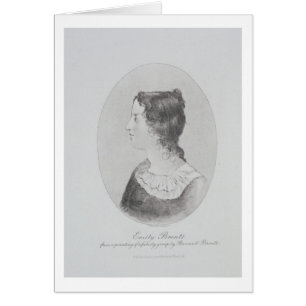Porträtt av Emily Bronte (1818-48) som inristas a Hälsningskort