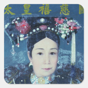 Porträtt av Empressäldre högreståndsdam Cixi Fyrkantigt Klistermärke