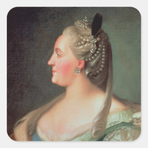 Porträtt av empressen Catherine II underbaren Fyrkantigt Klistermärke