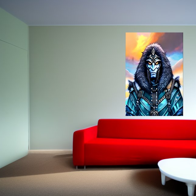 Porträtt av en blå utlänning med gult ögon | AI Ar Poster (Skapare uppladdad)