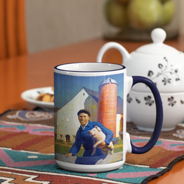 Porträtt av en bonde N C Wyeth Americana Art 15oz  Mugg (Skapare uppladdad)