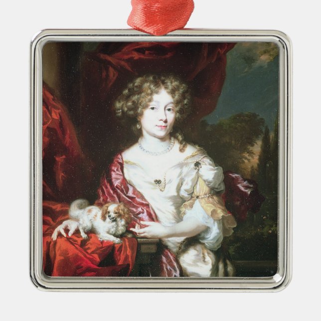 Porträtt av en dam, 1677 julgransprydnad metall (Framsidan)