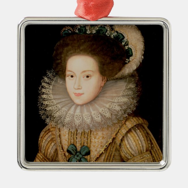 Porträtt av en dam, eventuellt Mary drottning av Julgransprydnad Metall (Framsidan)