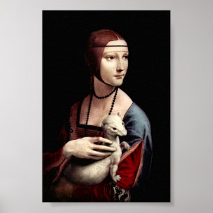 Porträtt av en dam med erminen av Da Vinci Poster