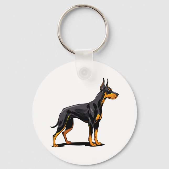 Porträtt av en Dobermann hund framifrån Nyckelring (Framsida)