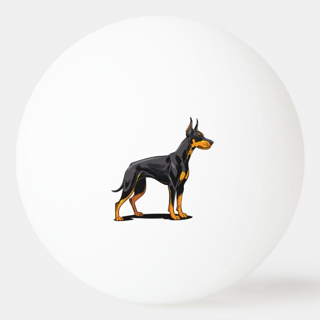 Porträtt av en Dobermann hund framifrån Pingisboll (Framsidan)