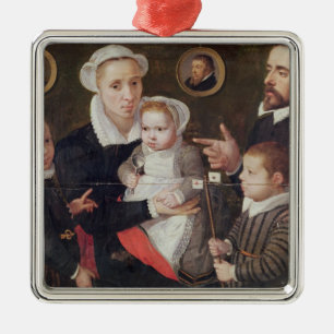 Porträtt av en familj julgransprydnad metall
