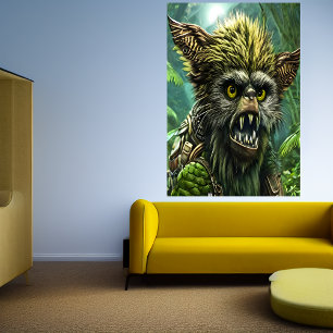 Porträtt av en fantastisk beast i skogen AI Art Poster