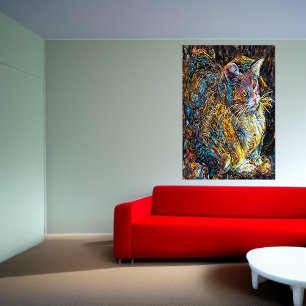 Porträtt av en främmande katt AI Art Poster