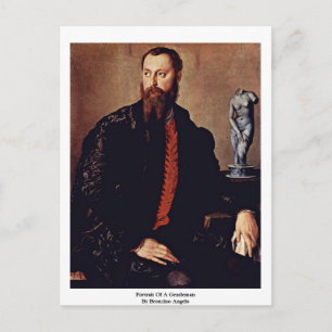 Porträtt av en gentleman av Bronzino Angelo Vykort